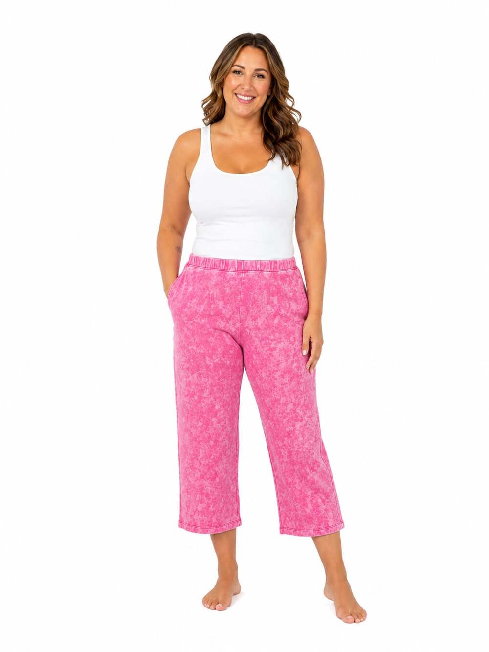 Spoiled Angel Pink Acid Wash French Terry Lounge Pants
